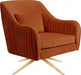 Meridian Furniture - Paloma Velvet Swivel Accent Chair in Cognac - 585Cognac - GreatFurnitureDeal