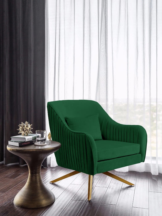 Meridian Furniture - Paloma Velvet Swivel Accent Chair in Green - 585Green - GreatFurnitureDeal