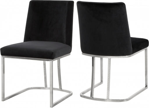 Meridian Furniture - Heidi Velvet Dining Chair in Black (Set of 2) - 728Black-C - GreatFurnitureDeal