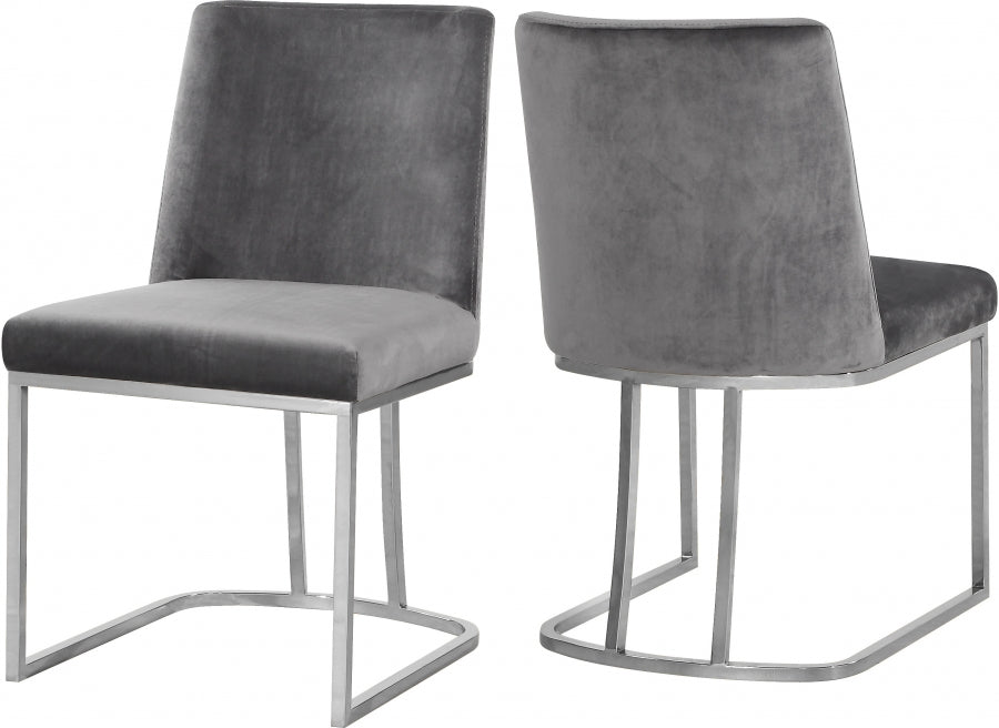 Meridian Furniture - Heidi Velvet Dining Chair in Grey (Set of 2) - 728Grey-C - GreatFurnitureDeal
