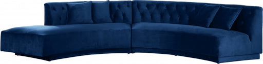 Meridian Furniture - Kenzi 2 Piece Sectional Velvet in Navy - 641Navy-Sectional - GreatFurnitureDeal