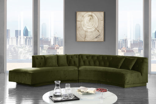 Meridian Furniture - Kenzi 2 Piece Sectional Velvet in Olive - 641Olive-Sectional - GreatFurnitureDeal