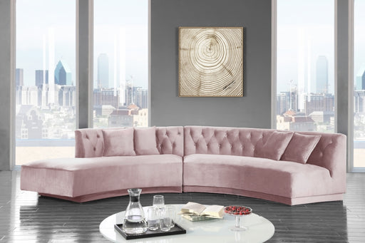 Meridian Furniture - Kenzi 2 Piece Sectional Velvet in Pink - 641Pink-Sectional - GreatFurnitureDeal