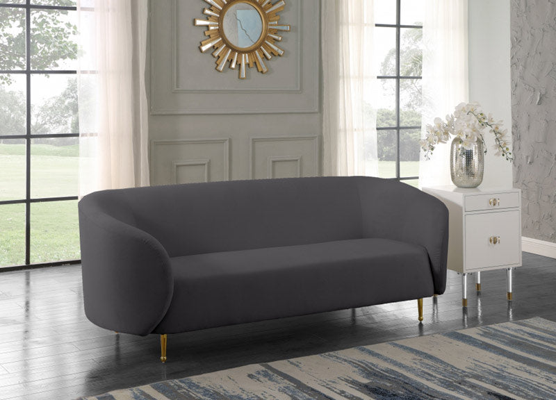 Meridian Furniture - Lavilla Velvet Sofa in Grey - 611Grey-S - GreatFurnitureDeal