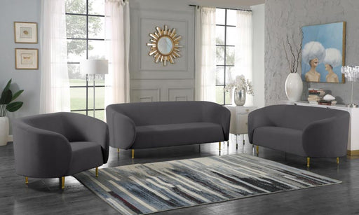 Meridian Furniture - Lavilla Velvet Chair in Grey - 611Grey-C - GreatFurnitureDeal