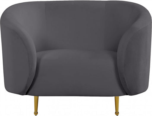 Meridian Furniture - Lavilla Velvet Chair in Grey - 611Grey-C - GreatFurnitureDeal