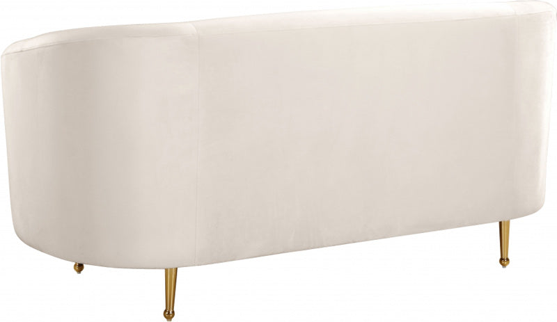 Meridian Furniture - Lavilla Velvet Loveseat in Cream - 611Cream-L - GreatFurnitureDeal