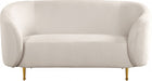 Meridian Furniture - Lavilla Velvet Loveseat in Cream - 611Cream-L - GreatFurnitureDeal