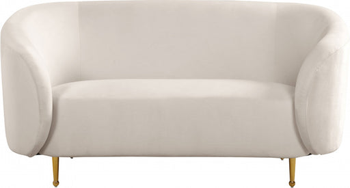 Meridian Furniture - Lavilla Velvet Loveseat in Cream - 611Cream-L - GreatFurnitureDeal