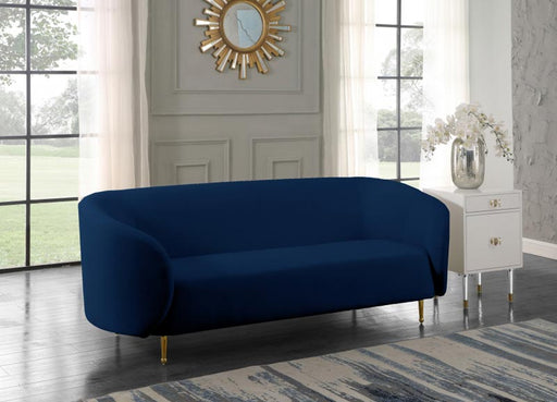 Meridian Furniture - Lavilla Velvet Sofa in Navy - 611Navy-S - GreatFurnitureDeal