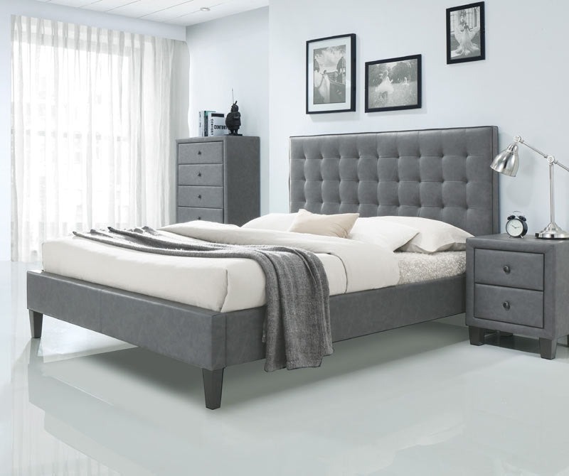Acme Furniture - Saveria 2-Tone Gray PU Queen Bed - 25660Q