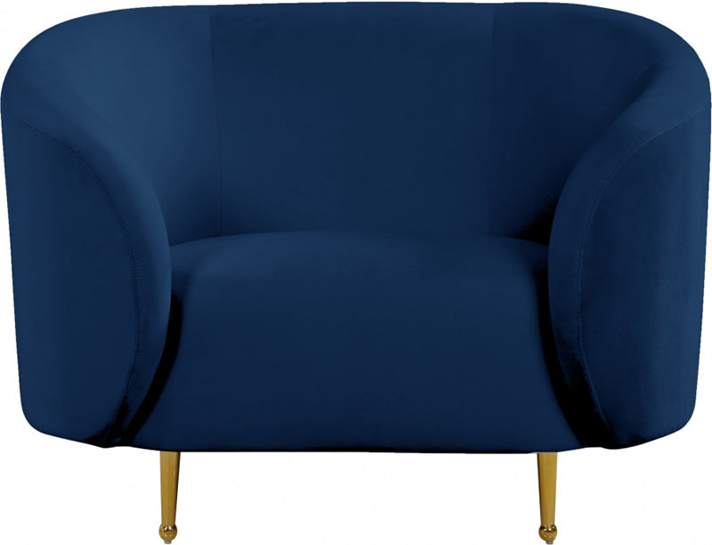 Meridian Furniture - Lavilla Velvet Chair in Navy - 611Navy-C - GreatFurnitureDeal