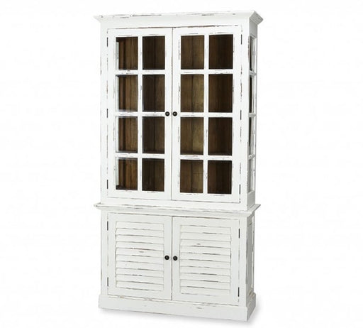 Bramble - 2 Door Cottage Cabinet with Glass - White Heavy Distressed - 25743WHD-DRW - GreatFurnitureDeal