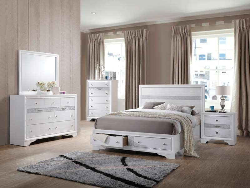 Acme Furniture - Naima White 3 Piece Eastern King Bedroom Set with Storage - 25767EK-3SET