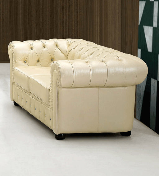 ESF Furniture - 258 Modern Leather Loveseat in Ivory - 2582 - GreatFurnitureDeal