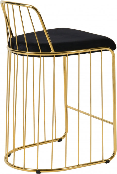 Meridian Furniture - Gio Velvet Counter Stool Set of 2 in Black - 759Black - GreatFurnitureDeal