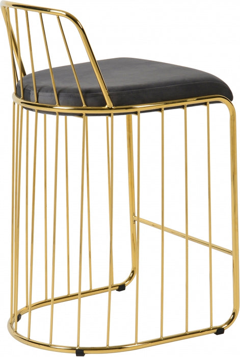 Meridian Furniture - Gio Velvet Counter Stool Set of 2 in Grey - 759Grey - GreatFurnitureDeal
