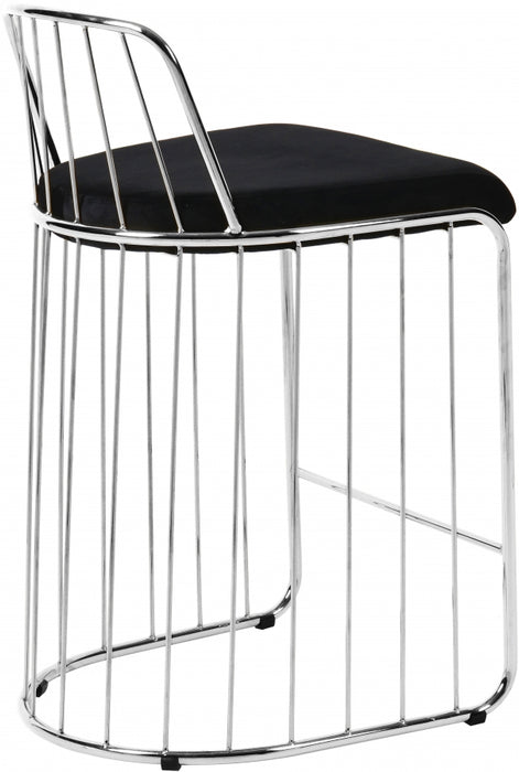 Meridian Furniture - Gio Velvet Counter Stool Set of 2 in Black - 760Black - GreatFurnitureDeal