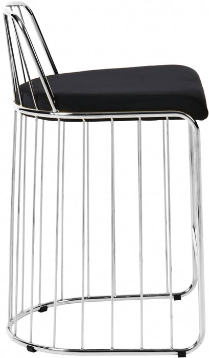 Meridian Furniture - Gio Velvet Counter Stool Set of 2 in Black - 760Black