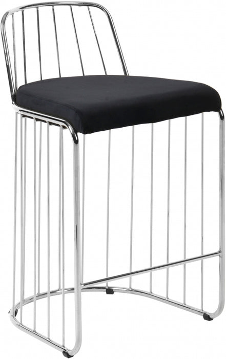 Meridian Furniture - Gio Velvet Counter Stool Set of 2 in Black - 760Black