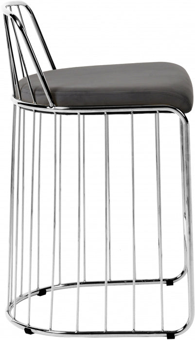 Meridian Furniture - Gio Velvet Counter Stool Set of 2 in Grey - 760Grey - GreatFurnitureDeal