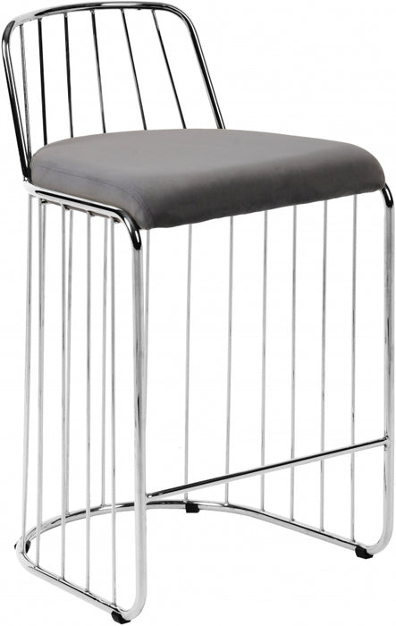 Meridian Furniture - Gio Velvet Counter Stool Set of 2 in Grey - 760Grey