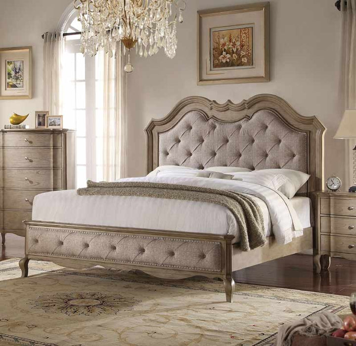 Acme Furniture - Chelmsford Beige Fabric & Antique Taupe California King Bed - 26044CK