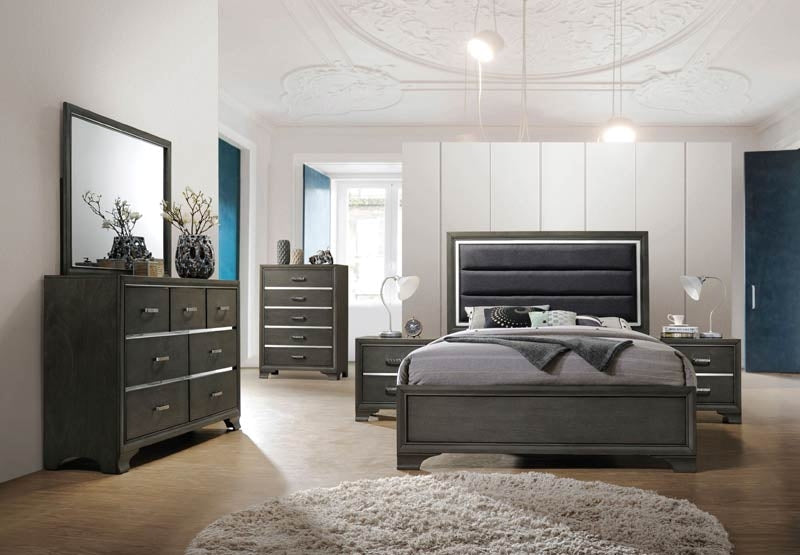 Acme Furniture - Carine II Fabric & Gray 3 Piece Eastern King Bedroom Set - 26257EK-3SET