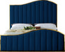 Meridian Furniture - Jolie Velvet Queen Bed in Navy - JolieNavy-Q - GreatFurnitureDeal