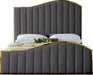 Meridian Furniture - Jolie Velvet Queen Bed in Grey - JolieGrey-Q - GreatFurnitureDeal