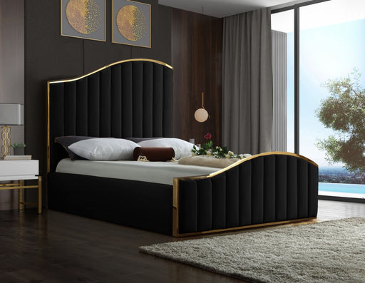 Meridian Furniture - Jolie Velvet Queen Bed in Black - JolieBlack-Q - GreatFurnitureDeal