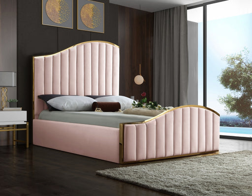 Meridian Furniture - Jolie Velvet Queen Bed in Pink - JoliePink-Q - GreatFurnitureDeal