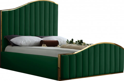 Meridian Furniture - Jolie Velvet Queen Bed in Green - JolieGreen-Q - GreatFurnitureDeal