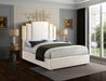 Meridian Furniture - Hugo Velvet King Bed in Cream - HugoCream-K - GreatFurnitureDeal