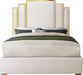 Meridian Furniture - Hugo Velvet King Bed in Cream - HugoCream-K - GreatFurnitureDeal