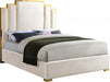 Meridian Furniture - Hugo Velvet King Bed in Cream - HugoCream-K - GreatFurnitureDeal