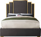 Meridian Furniture - Hugo Velvet King Bed in Grey - HugoGrey-K - GreatFurnitureDeal