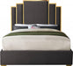 Meridian Furniture - Hugo Velvet Queen Bed in Grey - HugoGrey-Q - GreatFurnitureDeal