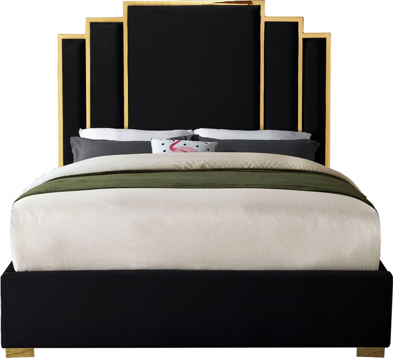 Meridian Furniture - Hugo Velvet King Bed in Black - HugoBlack-K