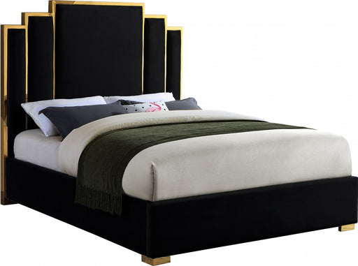 Meridian Furniture - Hugo Velvet King Bed in Black - HugoBlack-K - GreatFurnitureDeal
