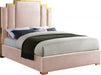 Meridian Furniture - Hugo Velvet Queen Bed in Pink - HugoPink-Q - GreatFurnitureDeal