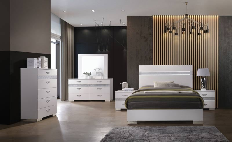 Acme Furniture - Naima II White High Gloss 4 Piece Queen Bedroom Set - 26770Q-4SET