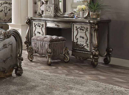 Acme Furniture - Versailles Antique Platinum Vanity Desk with Vanity Stool - 26847-48 - GreatFurnitureDeal