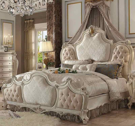 Acme Furniture - Picardy Antique Pearl Eastern King Upholstered Panel Bed - 26877EK - GreatFurnitureDeal