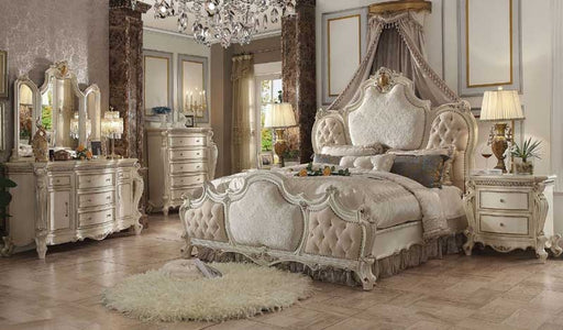 Acme Furniture - Picardy Antique Pearl 3 Piece Queen Upholstered Panel Bedroom Set - 26880Q-3SET - GreatFurnitureDeal