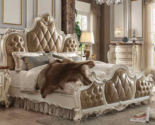 Acme Furniture - Picardy Antique Pearl Eastern King Panel Bed - 26897EK - GreatFurnitureDeal