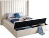 Meridian Furniture - Kiki Velvet Queen Bed in Cream - KikiCream-Q - GreatFurnitureDeal