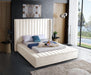 Meridian Furniture - Kiki Velvet Queen Bed in Cream - KikiCream-Q - GreatFurnitureDeal