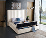 Meridian Furniture - Kiki Velvet Queen Bed in Cream - KikiCream-Q - GreatFurnitureDeal