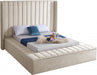 Meridian Furniture - Kiki Velvet Queen Bed in Cream - KikiCream-Q - GreatFurnitureDeal